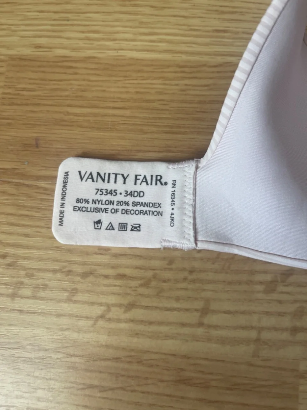 Vanity Fair Lightly Padded Soft Pink Striped Bra Size 34DD